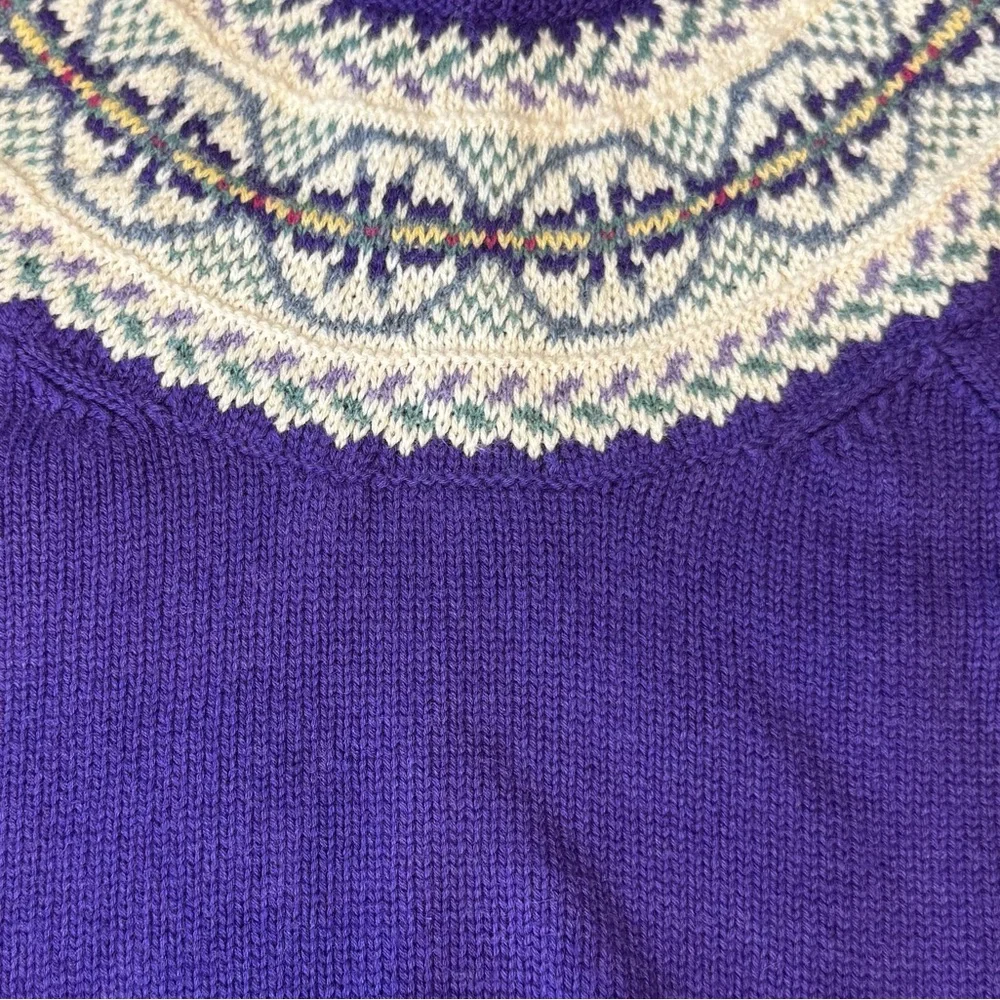 Vintage Ralph Lauren Sweater Girls’ Large Purple w. Patterned Collar